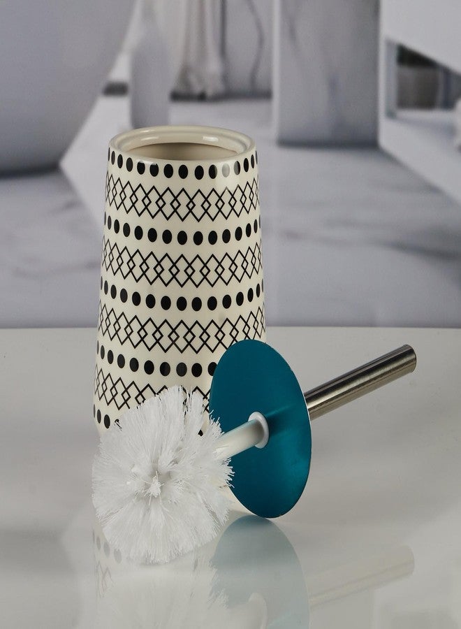 Kookee Ceramic Toilet Cleaner Brush with Holder Stand for Bathroom, Commode, Washroom, Toilet Cleaning Brush, White (11178) - Image 3